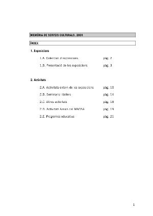 Memòria Programes Públics 2001 [Memòria d'activitat]