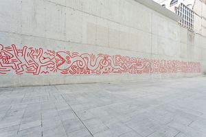 Tots junts podem parar la sida. Mural de Keith Haring [Reportatge fotogràfic acte institucional]