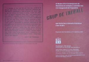 [Invitació a l'exposició de Grup de Treball al MACBA]