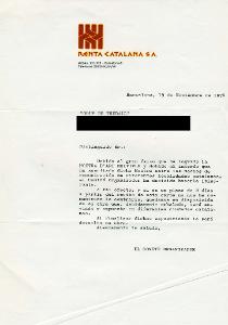 Carta : Barcelona, a Antoni Mercader, Barcelona, 1974 nov. 19