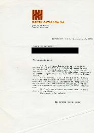 Carta : Barcelona, a Antoni Mercader, Barcelona, 1974 nov. 19