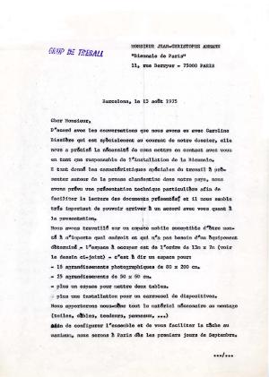 Carta : Barcelona, a Jean-Christophe Ammann, París, 1975 ag. 13