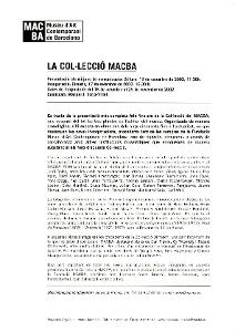 Col·lecció MACBA [Dossier de premsa]