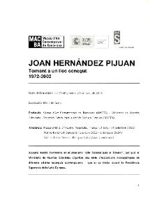 Tornant a un lloc conegut, 1972-2002. Joan Hernández Pijuan [Dossier de premsa]