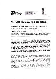 Antoni Tàpies. Retrospectiva [Dossier de premsa]