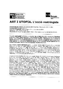 Art i utopia. L’acció restringida [Dossier de premsa]