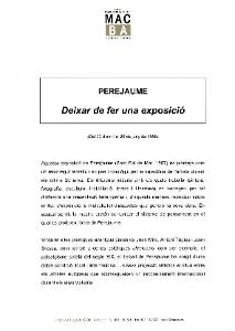 Deixar de fer una exposició. Perejaume [Dossier de premsa]