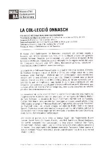 La Col·lecció Onnasch [Dossier de premsa]