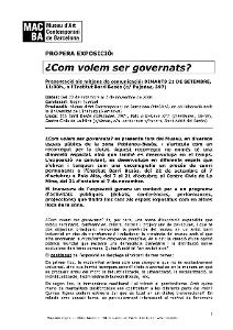 Com volem ser governats? [Dossier de premsa]