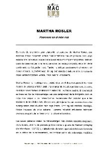 Posicions en el món real. Martha Rosler [Dossier de premsa]