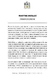 Posicions en el món real. Martha Rosler [Dossier de premsa]