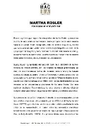 Posicions en el món real. Martha Rosler [Dossier de premsa]