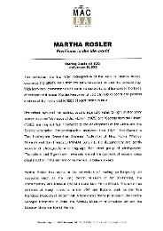 Posicions en el món real. Martha Rosler [Dossier de premsa]