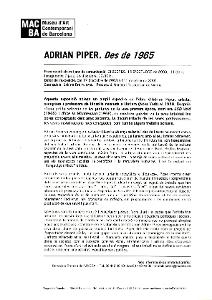 Adrian Piper. Des de 1965 [Dossier de premsa]