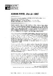 Adrian Piper. Des de 1965 [Dossier de premsa]