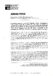 Adrian Piper. Des de 1965 [Dossier de premsa]