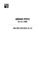 Adrian Piper. Des de 1965 [Dossier de premsa]