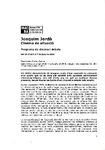 Joaquim Jordà. Cinema de situació [Dossier de premsa]