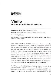 Vinil. Discs i caràtules d'artistes [Dossier de premsa]