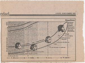 [Un retall de premsa il·lustrat amb una infografia sobre l'evolució de l'espècie humana]