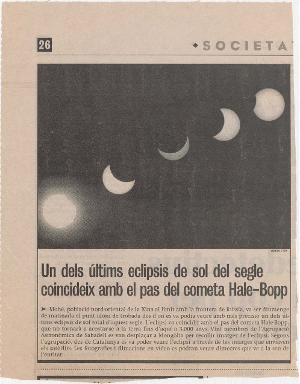 Un dels últims eclipsis de sol del segle coincideix amb el pas del cometa Hale-Bopp