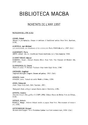 Noves adquisicions de la Biblioteca 1997-1999 [Difusió]