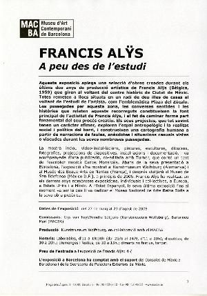 Francis Alÿs. A peu des de l’estudi [Dossier de premsa]