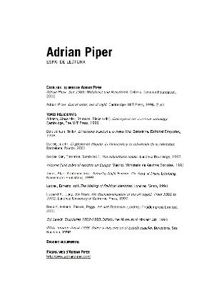 Adrian Piper. Des de 1965 [Text sales]