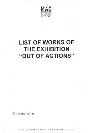 Out of Actions. Between performance and the object